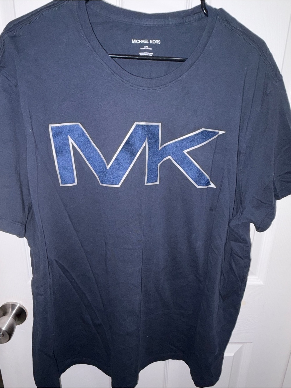 Michael Kors Men's Navy Blue MK Logo Short Sleeve Tee